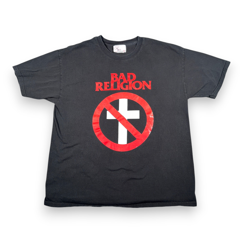 Vintage Bad Religion Shirt Adult LARGE Black Punk Rock Band Crossbuster CMI 90s